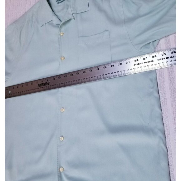 Tommy Bahama Men's Large Casual Button-Down Shirt in Blue Silk One Pocket - Picture 9 of 9